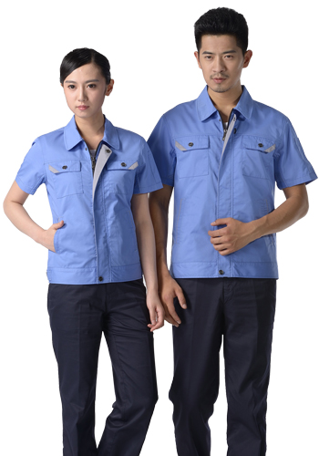 重庆涤棉斜纹天蓝超薄短袖<font color='red'>工作</font>服